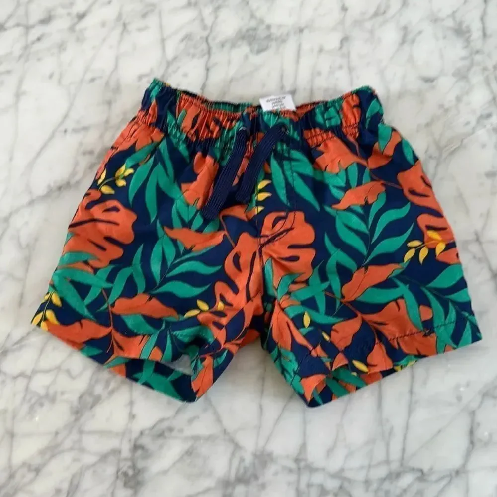Gymboree Swim Shorts Hawaiian Print Sz 3-6 Mo